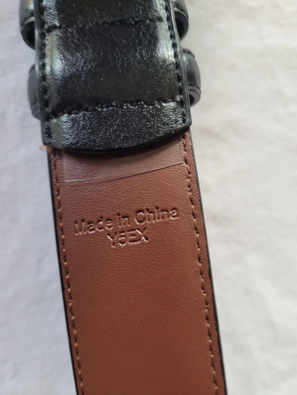 Original Penguin Black and Brown Leather Belt with Silver Buckle Size 38